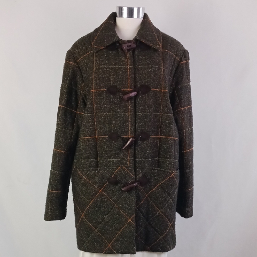 Brown Quilted W Toggle Closure Jacket. - image 1